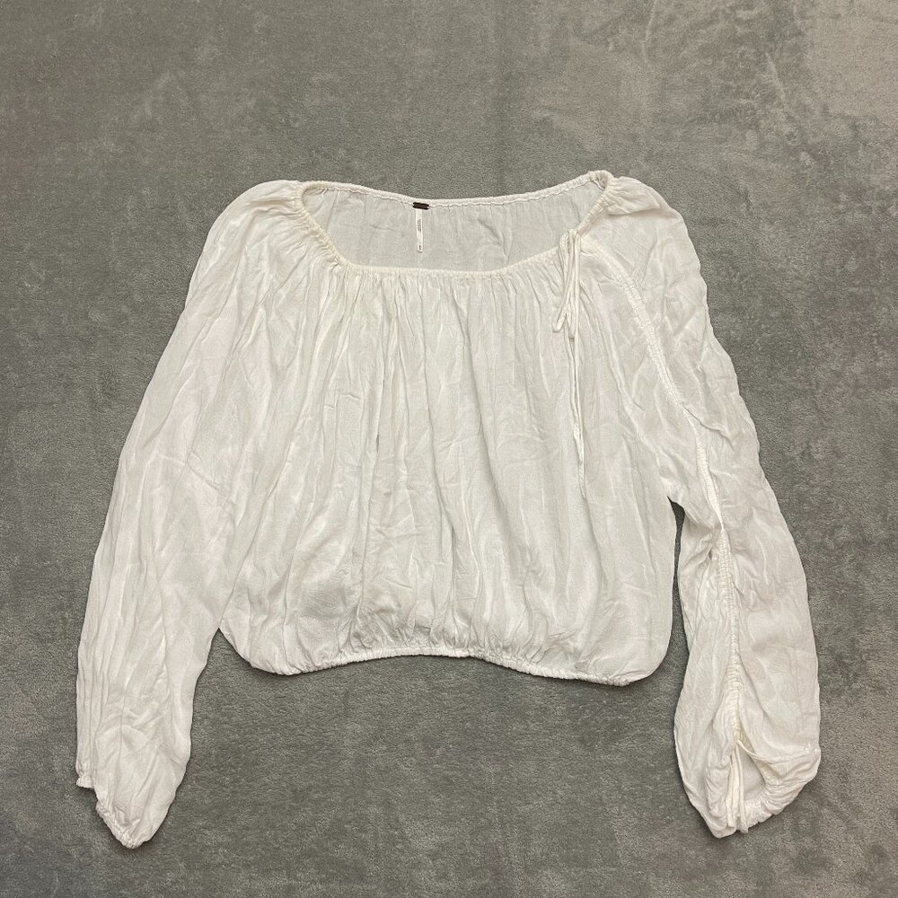 Free People Off Shoulder Peasant Top Women’s XS Long Sleeve Boho Bohemian White